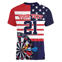 United States Dart Custom Women V-Neck T-Shirt Team USA One For All