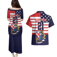 United States Football Custom Couples Matching Puletasi and Hawaiian Shirt Team USA One For All
