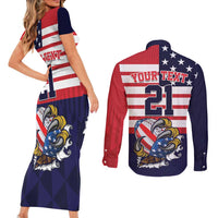 United States Football Custom Couples Matching Short Sleeve Bodycon Dress and Long Sleeve Button Shirt Team USA One For All