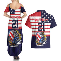United States Football Custom Couples Matching Summer Maxi Dress and Hawaiian Shirt Team USA One For All