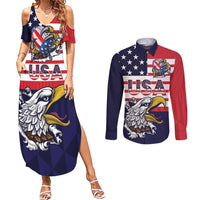 United States Football Custom Couples Matching Summer Maxi Dress and Long Sleeve Button Shirt Team USA One For All