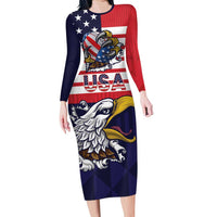 United States Football Custom Family Matching Long Sleeve Bodycon Dress and Hawaiian Shirt Team USA One For All