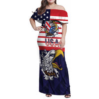 United States Football Custom Family Matching Off Shoulder Maxi Dress and Hawaiian Shirt Team USA One For All