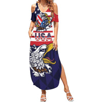 United States Football Custom Family Matching Summer Maxi Dress and Hawaiian Shirt Team USA One For All