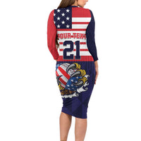 United States Football Custom Long Sleeve Bodycon Dress Team USA One For All