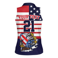United States Football Custom Women Sleeveless Polo Shirt Team USA One For All