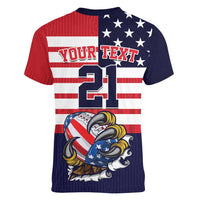 United States Football Custom Women V-Neck T-Shirt Team USA One For All