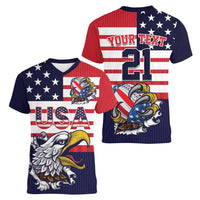 United States Football Custom Women V-Neck T-Shirt Team USA One For All