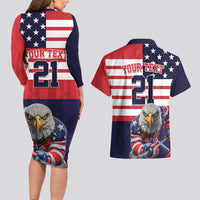 United States Ice Hockey Custom Couples Matching Long Sleeve Bodycon Dress and Hawaiian Shirt Team USA One For All