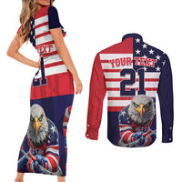 United States Ice Hockey Custom Couples Matching Short Sleeve Bodycon Dress and Long Sleeve Button Shirt Team USA One For All