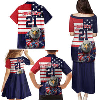United States Ice Hockey Custom Family Matching Puletasi and Hawaiian Shirt Team USA One For All