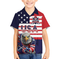 United States Ice Hockey Custom Family Matching Short Sleeve Bodycon Dress and Hawaiian Shirt Team USA One For All