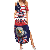 United States Ice Hockey Custom Family Matching Summer Maxi Dress and Hawaiian Shirt Team USA One For All