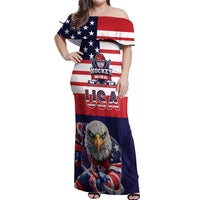 United States Ice Hockey Custom Off Shoulder Maxi Dress Team USA One For All