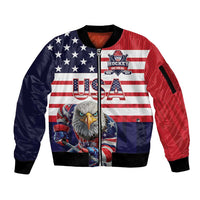 United States Ice Hockey Custom Sleeve Zip Bomber Jacket Team USA One For All