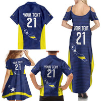 Personalized Curacao Sailboat Family Matching Summer Maxi Dress and Hawaiian Shirt Tropical Beach Sunset