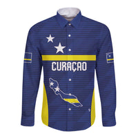 Personalized Curacao Sailboat Long Sleeve Button Shirt Tropical Beach Sunset