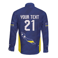 Personalized Curacao Sailboat Long Sleeve Button Shirt Tropical Beach Sunset