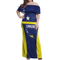 Personalized Curacao Sailboat Off Shoulder Maxi Dress Tropical Beach Sunset