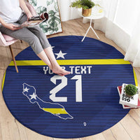 Personalized Curacao Sailboat Round Carpet Tropical Beach Sunset
