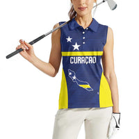 Personalized Curacao Sailboat Women Sleeveless Polo Shirt Tropical Beach Sunset