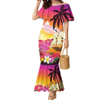 Curacao Football Custom Family Matching Mermaid Dress and Hawaiian Shirt Come On La Familia Azul