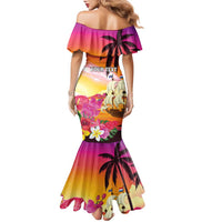 Curacao Football Custom Family Matching Mermaid Dress and Hawaiian Shirt Come On La Familia Azul