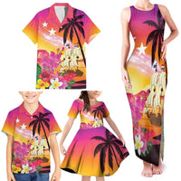 Curacao Football Custom Family Matching Tank Maxi Dress and Hawaiian Shirt Come On La Familia Azul