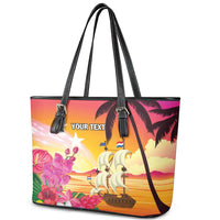 Curacao Football Custom Leather Tote Bag Come On La Familia Azul