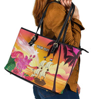 Curacao Football Custom Leather Tote Bag Come On La Familia Azul