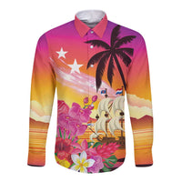 Curacao Football Custom Long Sleeve Button Shirt Come On La Familia Azul