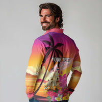 Curacao Football Custom Long Sleeve Polo Shirt Come On La Familia Azul