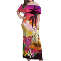 Curacao Football Custom Off Shoulder Maxi Dress Come On La Familia Azul