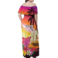 Curacao Football Custom Off Shoulder Maxi Dress Come On La Familia Azul