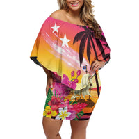 Curacao Football Custom Off Shoulder Short Dress Come On La Familia Azul