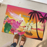 Curacao Football Custom Rubber Doormat Come On La Familia Azul