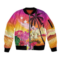 Curacao Football Custom Sleeve Zip Bomber Jacket Come On La Familia Azul