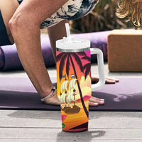 Curacao Football Custom Tumbler With Handle Come On La Familia Azul