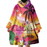 Curacao Football Custom Wearable Blanket Hoodie Come On La Familia Azul