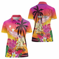 Curacao Football Custom Women Polo Shirt Come On La Familia Azul