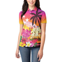 Curacao Football Custom Women Polo Shirt Come On La Familia Azul