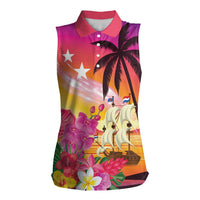 Curacao Football Custom Women Sleeveless Polo Shirt Come On La Familia Azul