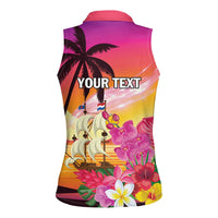 Curacao Football Custom Women Sleeveless Polo Shirt Come On La Familia Azul