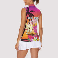 Curacao Football Custom Women Sleeveless Polo Shirt Come On La Familia Azul