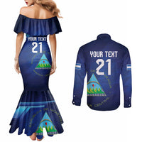 Nicaragua Football Custom Couples Matching Mermaid Dress and Long Sleeve Button Shirt Come On Los Pinoleros