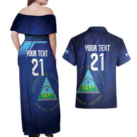 Nicaragua Football Custom Couples Matching Off Shoulder Maxi Dress and Hawaiian Shirt Come On Los Pinoleros