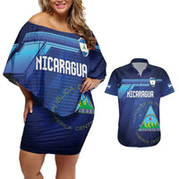 Nicaragua Football Custom Couples Matching Off Shoulder Short Dress and Hawaiian Shirt Come On Los Pinoleros