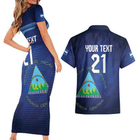 Nicaragua Football Custom Couples Matching Short Sleeve Bodycon Dress and Hawaiian Shirt Come On Los Pinoleros