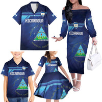 Nicaragua Football Custom Family Matching Off The Shoulder Long Sleeve Dress and Hawaiian Shirt Come On Los Pinoleros