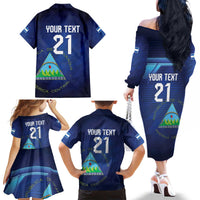 Nicaragua Football Custom Family Matching Off The Shoulder Long Sleeve Dress and Hawaiian Shirt Come On Los Pinoleros